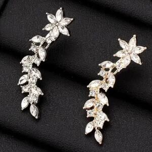 Gold Rhinestone Fishhook Earrings